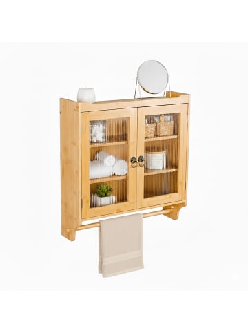 relaxdays Bambus Hängeschrank in Natur – (B)60 x (H)63 x 18 cm