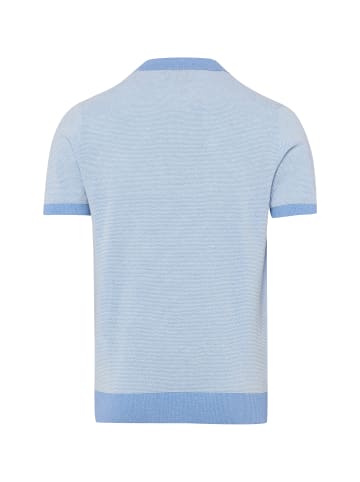 Ragman Strickpoloshirt in hellblau ecru - 0001