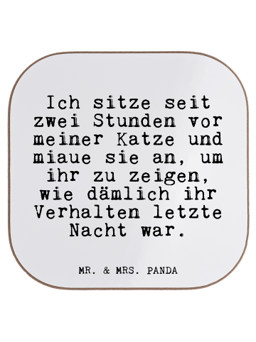 Mr. & Mrs. Panda Untersetzer Ich sitze seit zwei... mit Spruch in Weiß