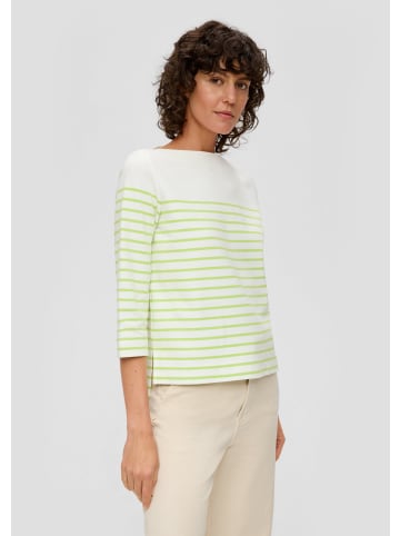 s.Oliver Sweatshirt 3/4 Arm in Grün-weiß