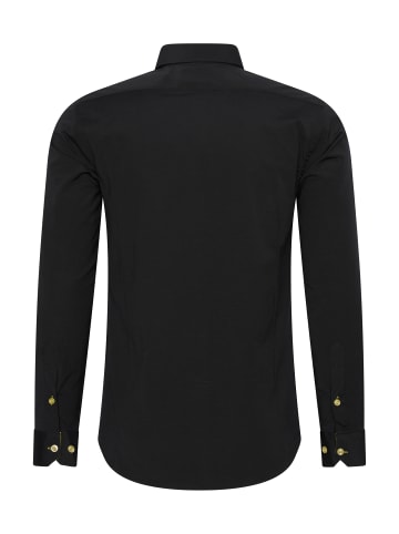 Rusty Neal Business Hemd Slim Fit Premium Cotton-Stretch in Schwarz / Gelb