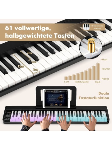 COSTWAY Keyboard 61 Tasten in Schwarz