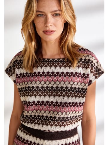 More & More trendiges Ajourmuster-Kurzarmshirt in fancy jesey