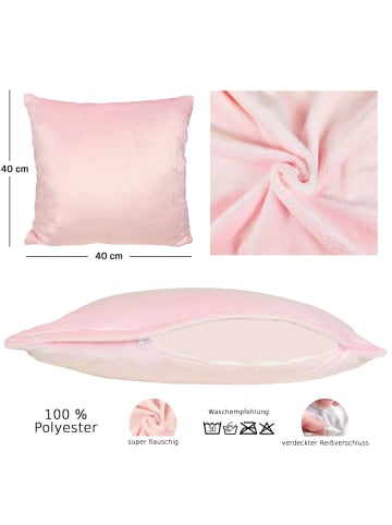 JACK 2er Set Teddy Flausch Kissen 50x50cm in Rosa