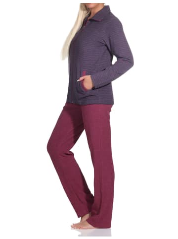 NORMANN Langarm Frottee Hausanzug Streifen - 76843 in marine