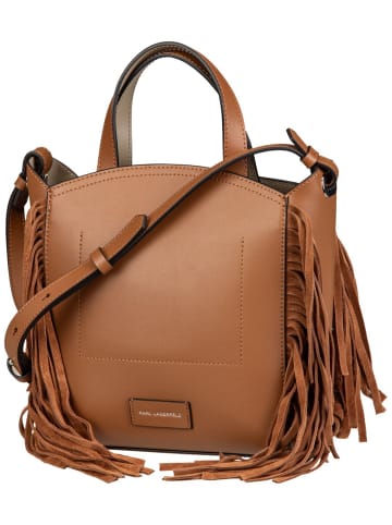 Karl Lagerfeld Handtasche K/Circle SM Zip Tote Fringes Black/Nickel in Dark Tan
