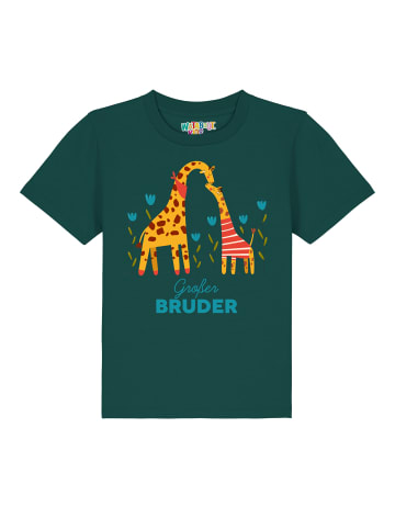 wat? Apparel T-Shirt Giraffe Großer Bruder in Dunkelgrün