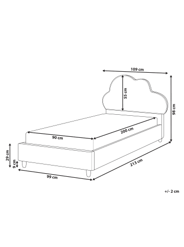 Beliani Kinderbett BELLEVUE in Weiß/Braun - (W) 109 x (H) 98 x (L) 213 cm