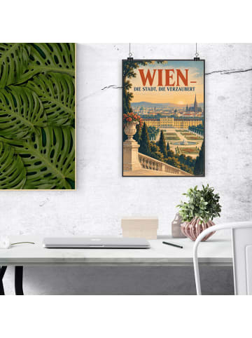 Poster Schloss nostalgisch Design mit Spruch in Weiß