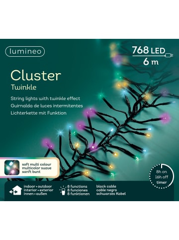 LUMINEO Lichterkette Cluster 768 LED 7 m in warm weiß/bunt
