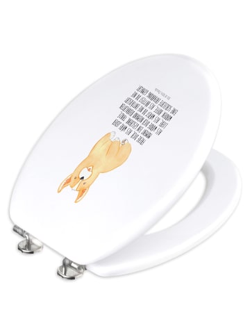 Mr. & Mrs. Panda Motiv WC Sitz Corgie mit Spruch in Weiß