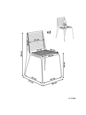 Beliani 2er-Set Esszimmerstuhl CHIEVE in Schwarz
