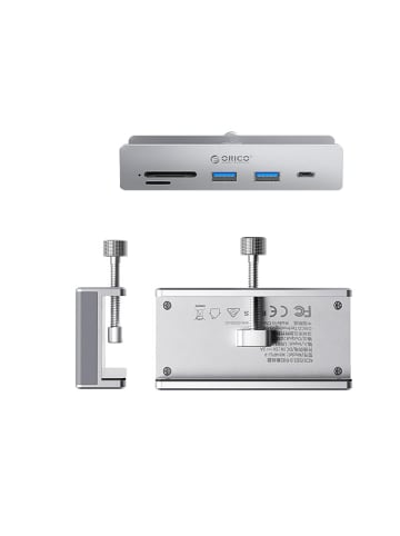 Orico MH5PC USB-C Hub 5-Port Tischklemme Silber