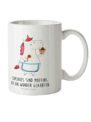 Mr. & Mrs. Panda Kaffeebecher Einhorn Küche mit Spruch in Weiß