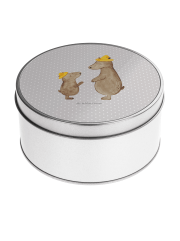 Mr. & Mrs. Panda Blechdose rund Bären mit Hut ohne Spruch in Grau Pastell