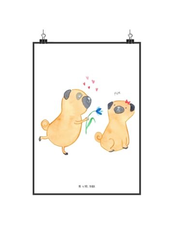 Mr. & Mrs. Panda Poster Mops Verliebt ohne Spruch in Weiß