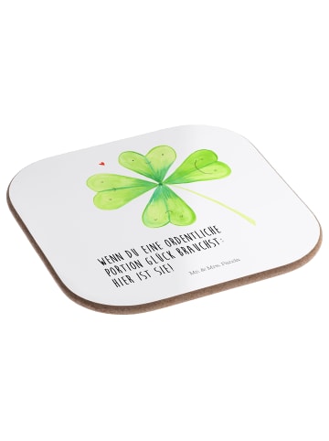 Mr. & Mrs. Panda Tassen Untersetzer Blume Kleeblatt mit Spruch in Weiß