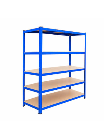 relaxdays Schwerlastregal in Blau/ Braun - (B)120 x (H)200 x (T)60 cm