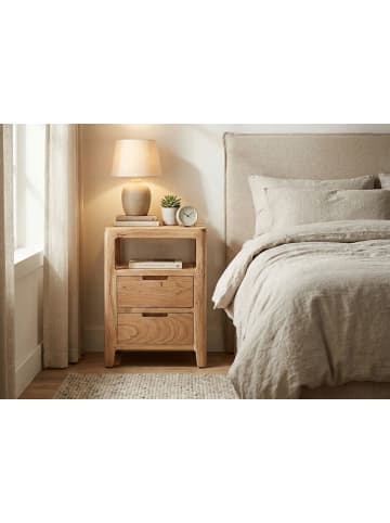 FineBuy Nachttisch in Braun / Akazie / 40x30x60