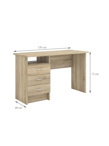 ebuy24 Schreibtisch Fula Eiche Dekor 120 x 48 cm