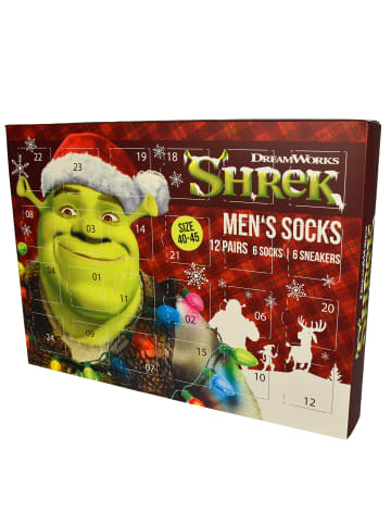 Shrek Shrek Socken Adventskalender mit 12 Paar kurz und lang in Mehrfarbig