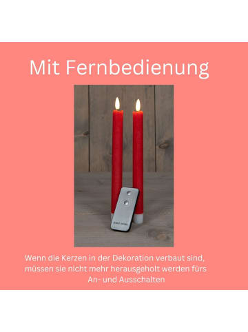 Novaliv Novaliv LED Stabkerzen 24 Stück ECHTWACHS ROT - mit Timer Funktion 6 S in Rot