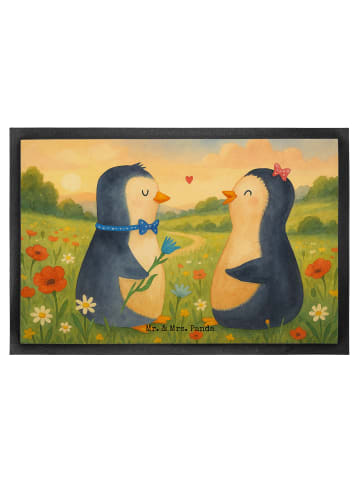 Mr. & Mrs. Panda Fußmatte Pinguin Pärchen Design ohne Spruch in Weiß