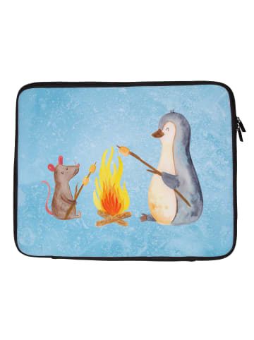 Mr. & Mrs. Panda Notebook Sleeve Pinguin Lagerfeuer ohne Spruch in Eisblau