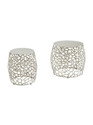 KADIMA DESIGN Beistelltisch 2er Set Aluminium Silber Design Satztisch Metall Rund