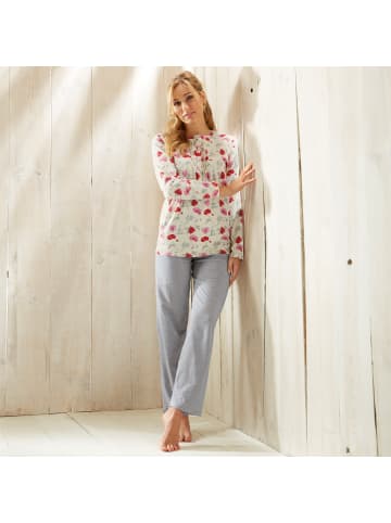 Erwin Müller Single-Jersey Schlafanzug in creme/rot