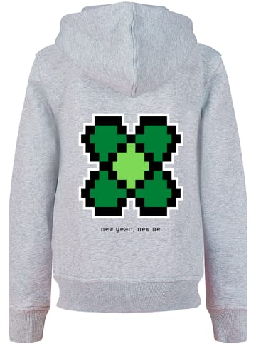 F4NT4STIC Hoodie Silvester Happy New Year Pixel Kleeblatt in grau meliert