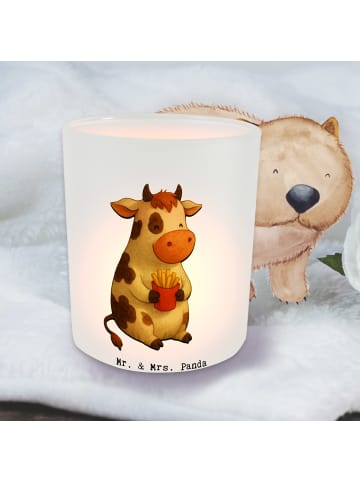 Mr. & Mrs. Panda Balkon Windlicht Kuh  Pommes ohne Spruch in Transparent
