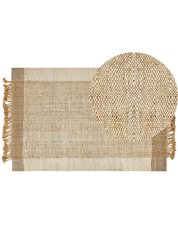 Beliani Geflochtener Teppich DEDEMLI in Beige - (W) 200 x (H) 1.5 x (L) 300 cm