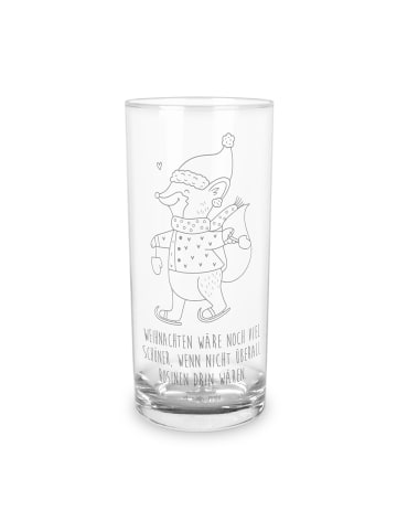 Mr. & Mrs. Panda Wasserglas Fuchs  Schlittschuhe mit Spruch in Transparent