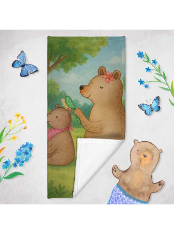 Mr. & Mrs. Panda Reisehandtuch Bär Kind Design ohne Spruch in Grau Pastell