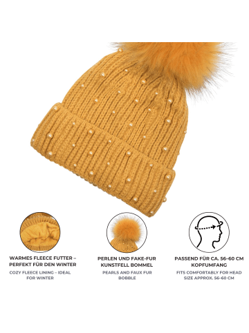 styleBREAKER Strick Bommelmütze in Schwarz