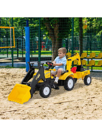 COSTWAY Trettraktor Kinder Elektroauto 3-6 Jahre in Gelb
