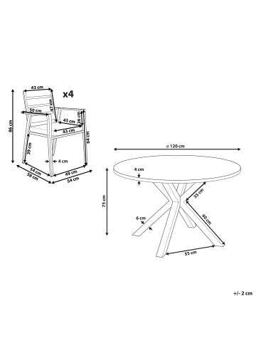 Beliani 5-tlg Gartentisch Set MALETTO/BUSSETO in Weiß/Grau/Beige