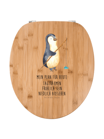 Mr. & Mrs. Panda Klodeckel Pinguin Angler mit Spruch in Braun