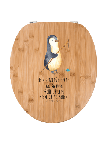 Mr. & Mrs. Panda Motiv WC Sitz Pinguin Angler mit Spruch in Braun