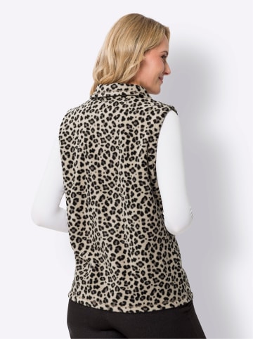 Sieh an! Fleece-Weste in sand-schwarz-bedruckt