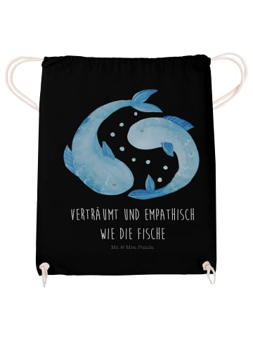 Mr. & Mrs. Panda Sportbeutel Sternzeichen Fische mit Spruch in Schwarz