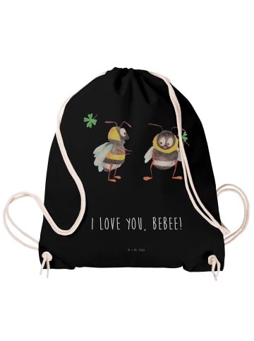 Mr. & Mrs. Panda Jutebeutel Bienen Paar mit Spruch in Schwarz