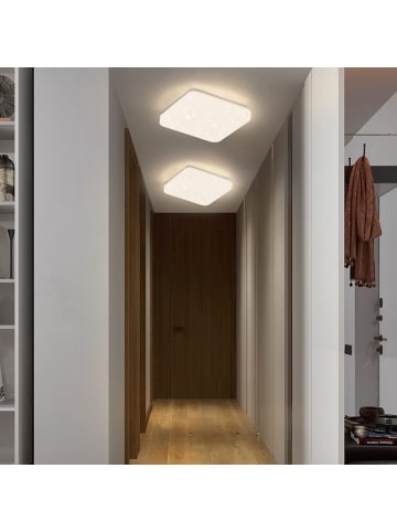 ZMH LED Deckenleuchte in weiß eckig L 21cm Sternenhimmel neutralweiß 15W Flurlamp