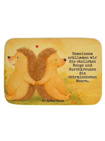 Mr. & Mrs. Panda Badteppich Igel händchenhaltend Design mit Spruch in Weiß