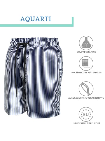 Aquarti Jungen Badeshorts mit Taschen Schnelltrocknend in blau/weiß