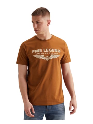 PME Legend T-Shirt SHORT SLEEVE R-NECK LOGO CARRIER in Braun