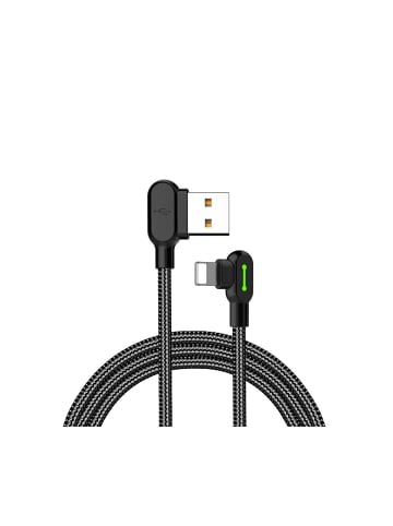 Wisam® USB-auf-Lightning Schnell-Ladekabel gewinkelt, 1,8m (schwarz)