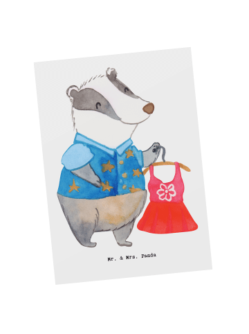 Mr. & Mrs. Panda Postkarte Modeverkäuferin Herz ohne Spruch in Weiß