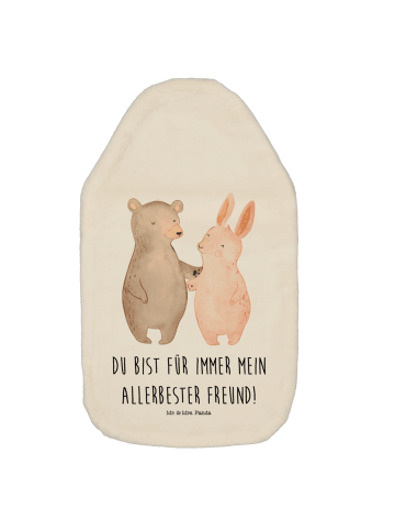 Mr. & Mrs. Panda Wärmflasche Bär und Hase Umarmen mit Spruch in Weiß